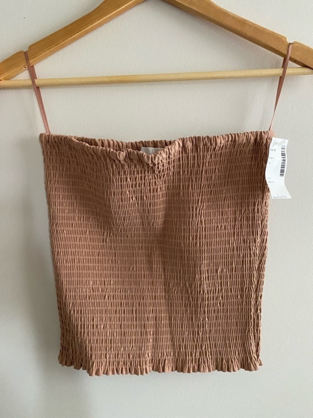 NWT WAYF Smocked Tube Cami Top light brown